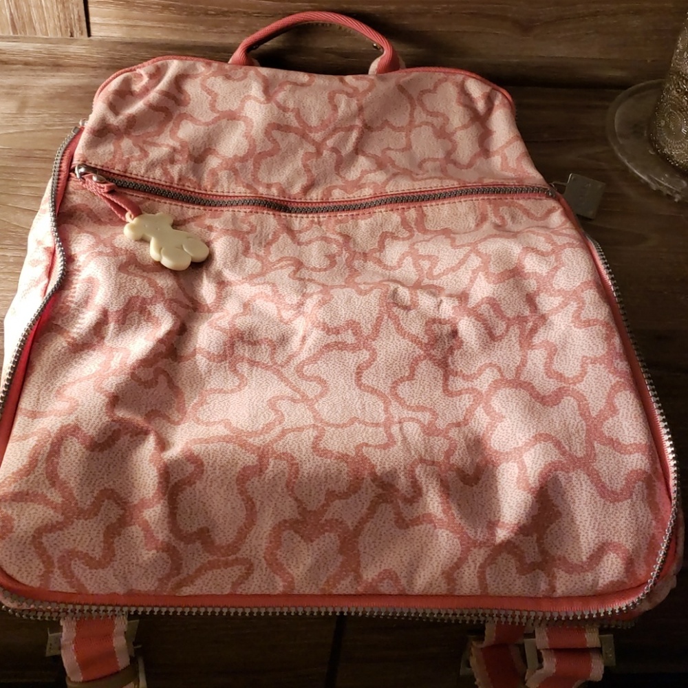 Fabric Tous teddy bear bookbag.